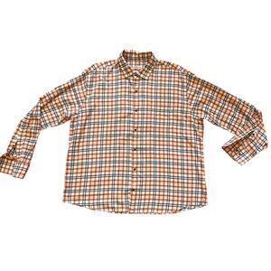Peter‎ Millar Men's XL Blue OrangePlaid Long Sleeve Button Flannel Shirt #166